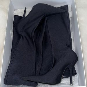 Balenciaga black spandex thigh high knife boots!